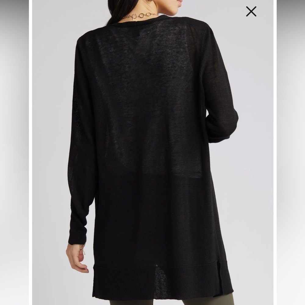 Halogen Side Slit Cardigan - Blue - Picture 2 of 16